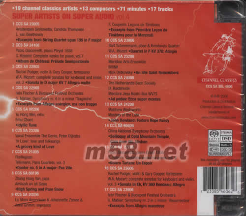 SUPER ARTISTS ON SUPER AUDIO VOL.4 最強精選SACD天碟第四輯專輯背面圖片