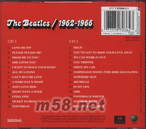 THE BEATLES 1962-1966專輯背面圖片