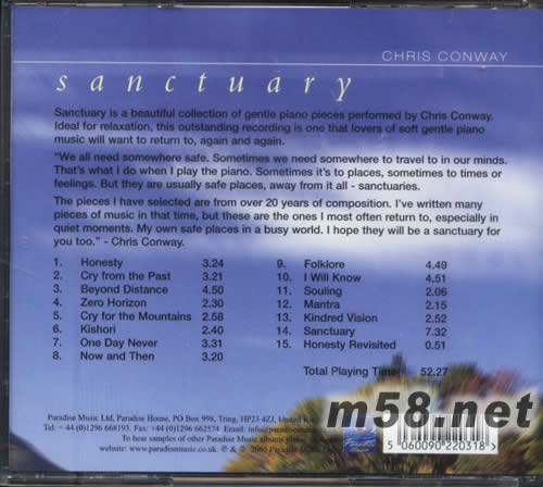 Sanctuary - Chris Conway舒緩的豎琴專輯背面圖片