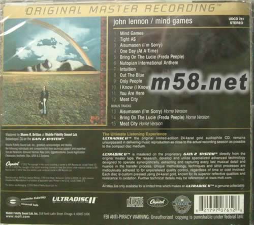 Mind Games + 3 Bonus Tracks - 24-Karat-Gold-CD專輯背面圖片