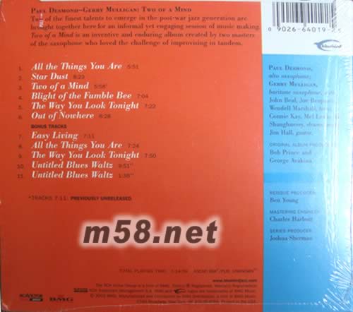 TWO OF MIND 雙薩克斯專輯背面圖片