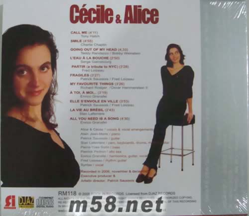 ALICE & CECILE ALL YOU NEED IS A SONG專輯背面圖片