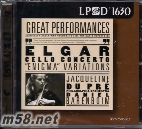 埃爾加 大提琴協奏曲杜普雷大提琴 LPCD1630專輯正面圖片