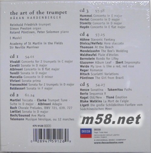 The Art of The Trumpet 哈登伯格的小號藝術 套裝專輯背面圖片