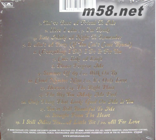 布萊恩亞當(dāng)斯 Bare Bones 純粹精典專輯背面圖片