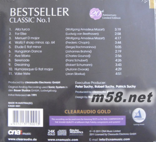 BESTSELLER CLASSIC NO.1 古典大針板 20周年24K純金限量紀念版(24K GOLD)專輯背面圖片