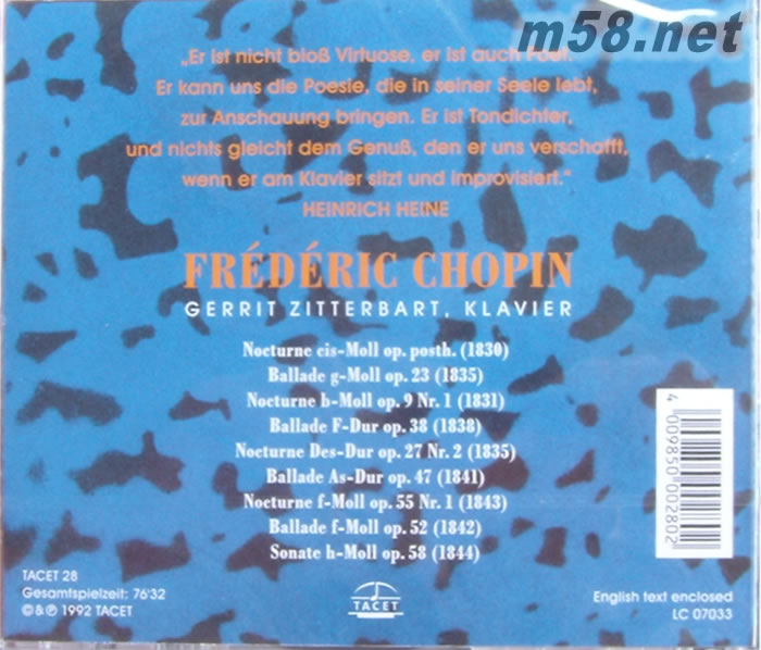 真空管的榮耀︰浪漫蕭邦-鋼琴示范天碟專輯背面圖片