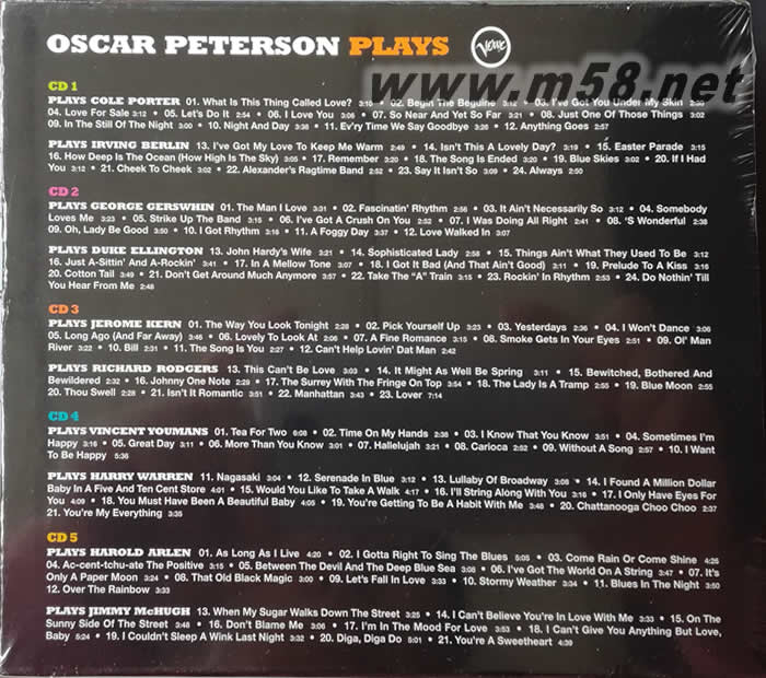 Oscar Peterson Plays (爵士鋼琴5CD套裝)專輯背面圖片