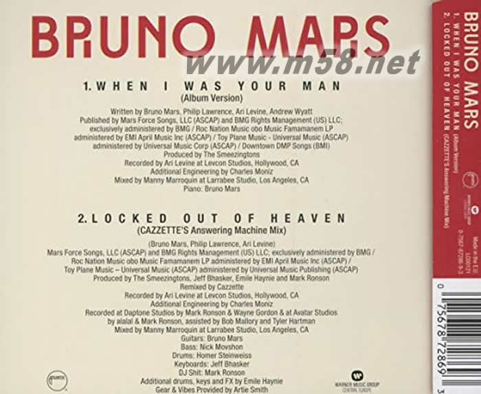 When I Was Your Man專輯背面圖片