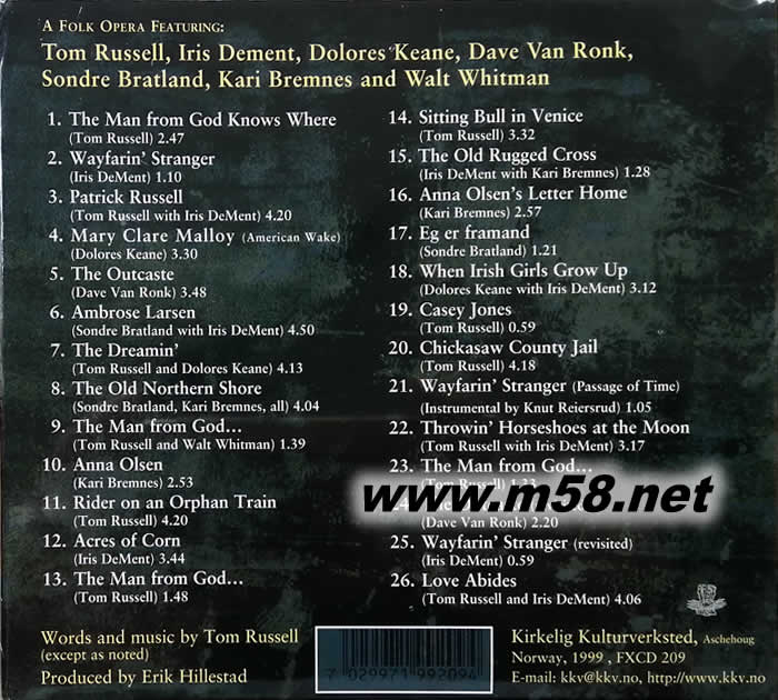 上帝使者 THE MAN FROM GOD KNOWS WHERE 劉漢盛推介專輯背面圖片