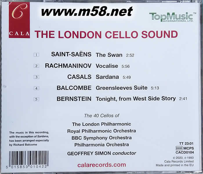 倫敦40把大提琴THE LONDON CELLO SOUND專輯背面圖片