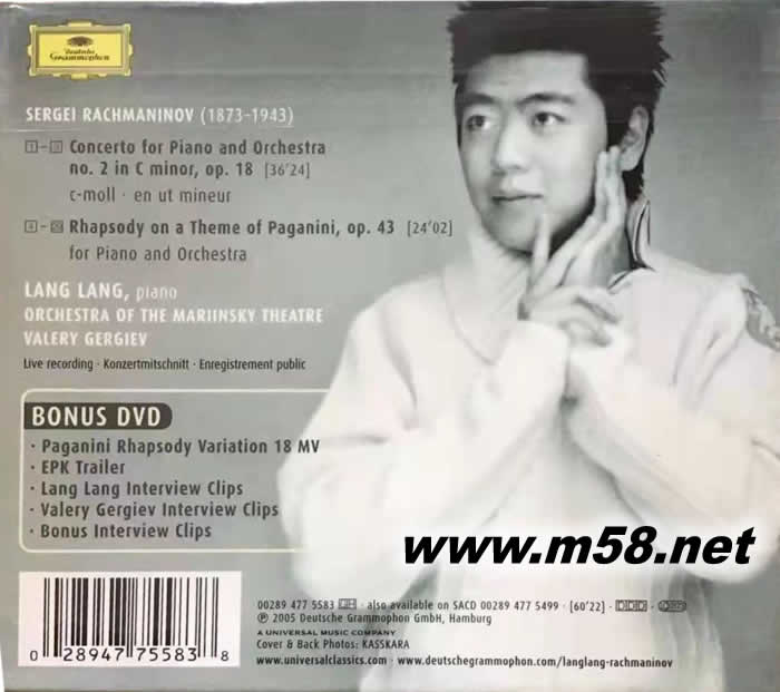 拉赫曼尼諾夫Rachmaninov Tchaikovsky Mendelssohn .Lang Lang 2CD專輯背面圖片