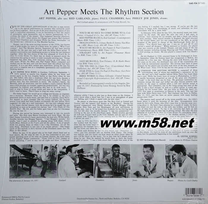 ART PEPPER MEETS THE RHYTHM SECTION 黑膠專輯背面圖片